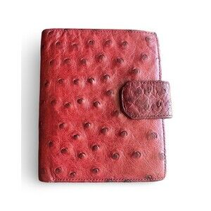 Ostrich Collection Red Genuine Red Ostrich Textured Leather Unisex Wallet